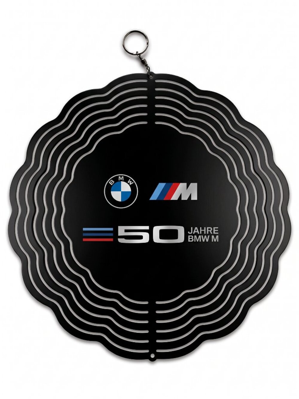 10" BMW M 50 Jahre Kinetic Wind Spinner - Black Metal Hanging Yard Decor